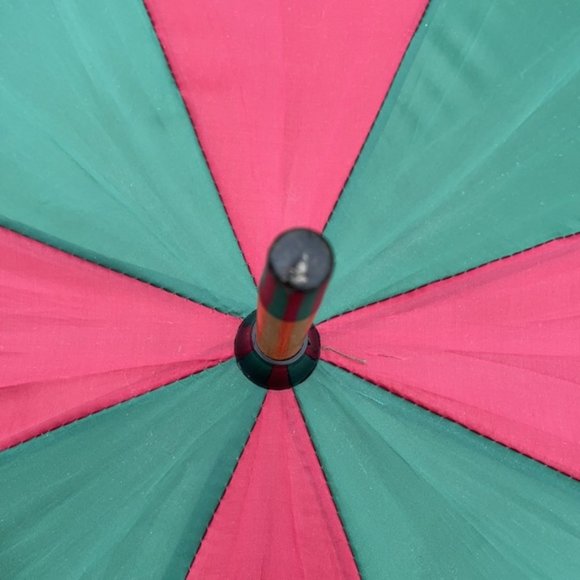 Vintage Conde Nast Portfolio Wooden Umbrella Green and Red - Picture 13 of 16